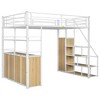 Full Size Metal Loft Bed with Storage Staircase and Wardrobe, Shelves and Lockers – ModernLuxe - 4 of 4