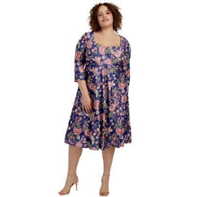 June + Vie by Roaman's Women's Plus Size Sweetheart Swing Dress