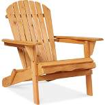 Best Choice Products Folding Adirondack Chair Outdoor, Wooden Accent Lounge Furniture w/ 350lb Capacity