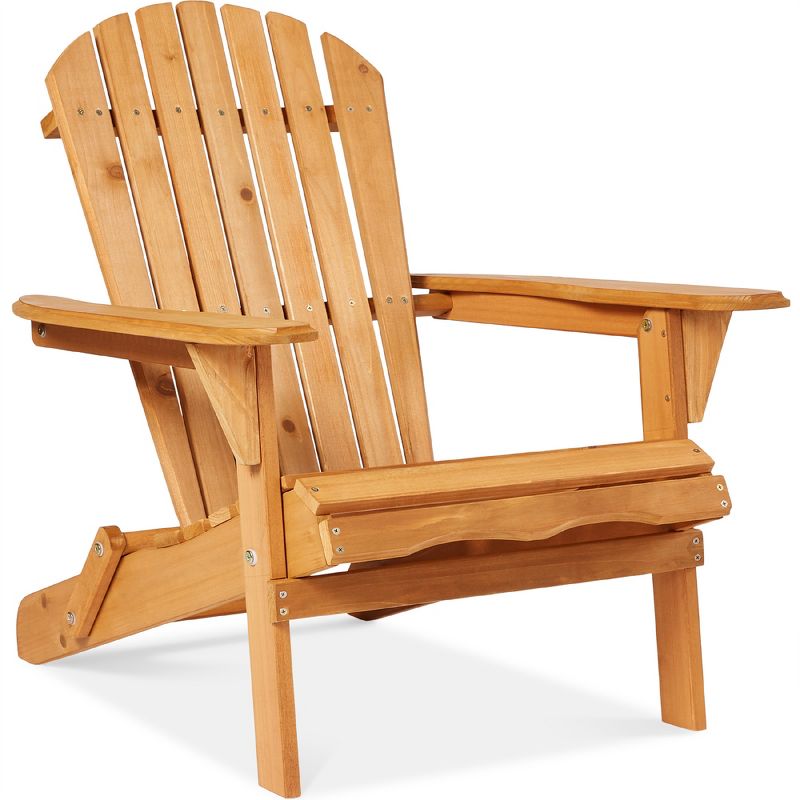 Best Choice Products Folding Adirondack Chair Outdoor, Wooden Accent Lounge Furniture w/ 350lb Capacity, 1 of 11