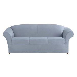 Ultimate Stretch Suede 4pc Sofa Slipcover Pacific Blue - Sure Fit