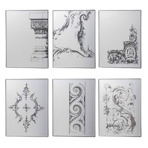 HomeRoots Set of Six Decorative Antiqued Glass Black Metal Framed Mirror Set - 1 of 4