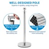 Garvee 4 Pcs Silver Stanchions Posts, Stainless Steel Stanchion with 6.6ft Red Velvet Rope, Crowd Control Barriers with Ball Top and Concrete Base - 4 of 4