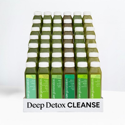 Raw Generation Deep Detox Cleanse – Juice Cleanse with 60% Less Sugar for Weight Loss, Energy, Clearer Skin & Gut Health