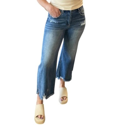 Women's High Rise Wide Leg Ankle Flare Jeans - RISEN
