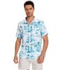 Hawaiian Floral Print Linen Button Down Shirt for Casual Beach Wear - 3 of 4