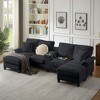 Resenkos 120" U-Shaped Sectional Sofa Bed, 4-Seater Corduroy with Storage and Cup Holders, - 2 of 4