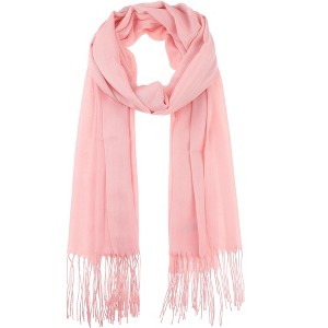 INSPIRE CHIC Gender Neutral Plain Cashmere Imitation Winter Warm Solid Color Fringe Long Scarves 1Pc - 1 of 4