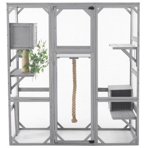 Gulches Light Grey Outdoor Cat House with Two Condos and Platforms - 1 of 4