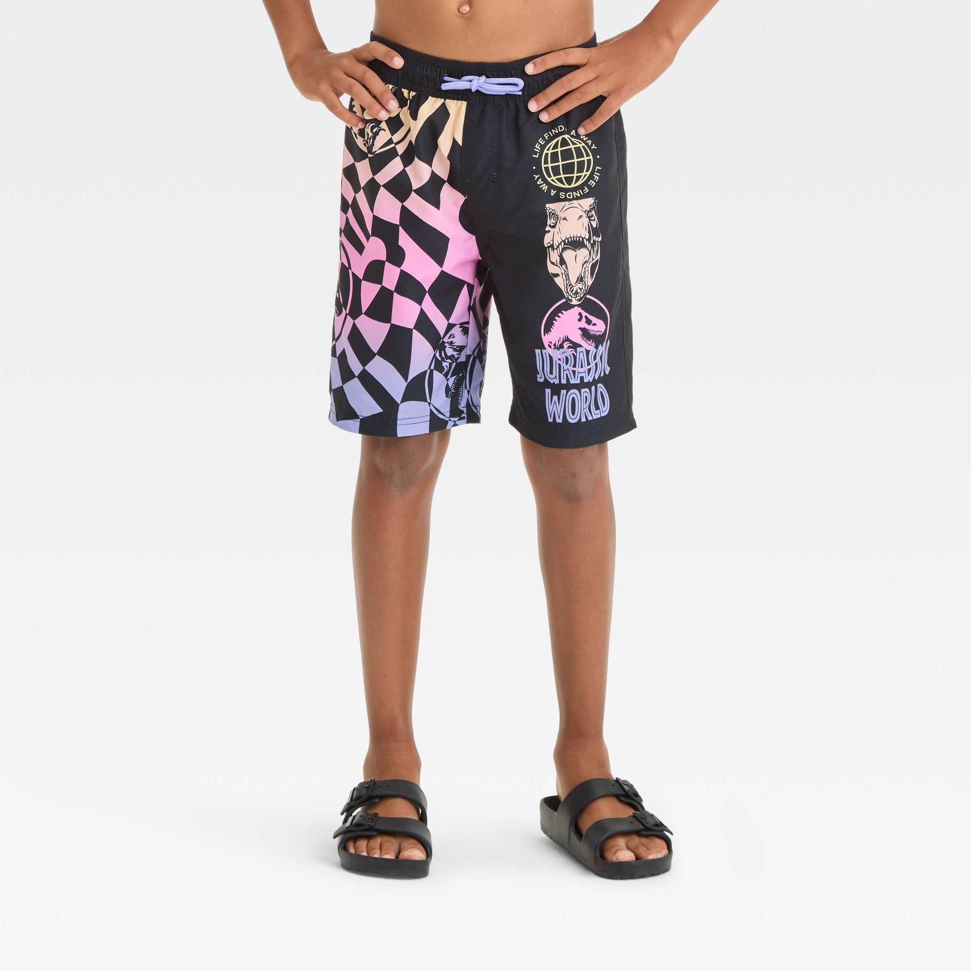 Boys' Jurassic World Shapes Printed Swim Shorts - Black