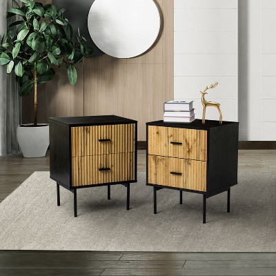 Ceandro Contemporary Classic 2-Drawer Nightstand Set of 2|ARTFUL LIVING DESIGN-NAVY