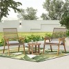3-Piece Acacia Wood Cape Woven Wicker Patio Accent Chair Set Of 2,Solid Side Table,Modern Arm Chair With Pillow,Patio Chairs Outdoor -Maison Boucle - 2 of 4