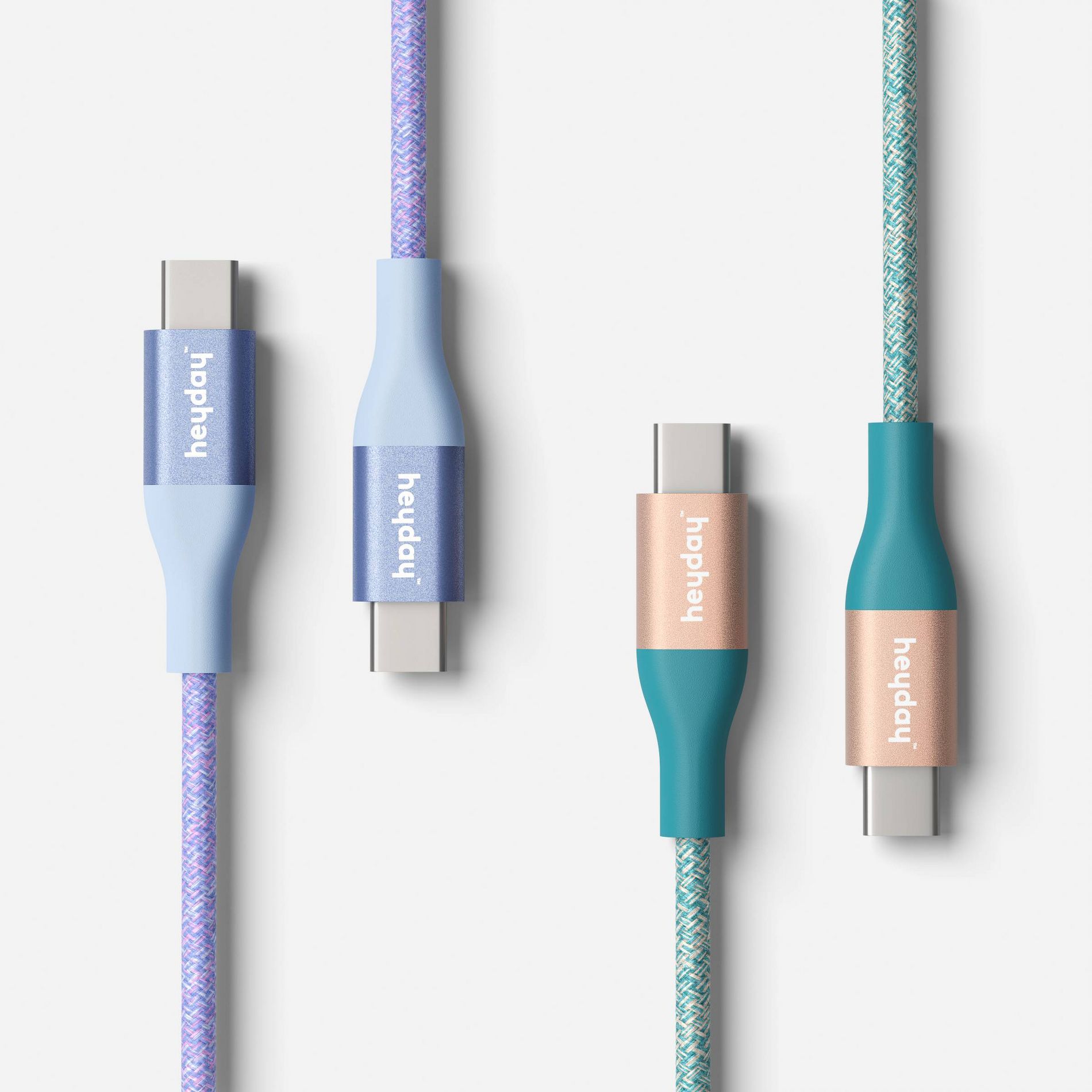 10ft USB-C to USB-C Braided Cable 2pk - heyday™ Deep Sage Peri-Blue