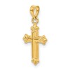 Black Bow Jewelry 14k Yellow Gold Small Hollow Fleur de Lis Cross Pendant - 4 of 4