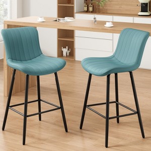 Bencmate Dining Chairs, Faux Leather Counter Height Bar Stools Set of 2, Modern Barstool Counter Chairs for Dining Room, Black, 15.7"*19.3"*36" - 1 of 4