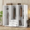6 Doors Wooden Wardrobe Storage For Bedroom, 68''Tall Clothing Armoires With 3 Drawers Inside, Modern Armoires-Cuddlewood - 2 of 4