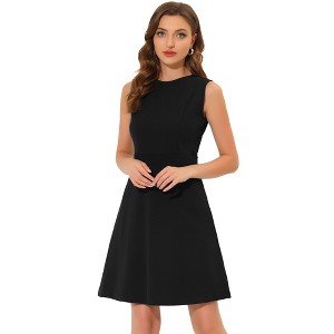 INSPIRE CHIC Women's Work Round Neck Sleeveless Fit and Flare Dresses - 1 of 4