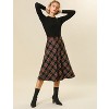 INSPIRE CHIC Women's Tartan Plaid High Waist Belted Vintage A-Line Midi Skirt - 4 of 4