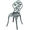 Costway Patio Furniture Cast Aluminum Rose Design Bistro Set Antique Green (Green) - 4 of 4