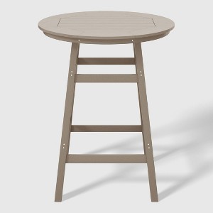 WestinTrends Malibu 35" All Weather HDPE Outdoor Patio Round Counter Height Bistro Table With Umbrella Hole - 1 of 4