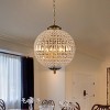 LLHZSY LLHZSY 1/3/5-Light Retro French Crystal Globe Chandelier-Beaded Accent Globe Shade, Adjustable Height-Antique Brass/Antique Bronze - 2 of 4