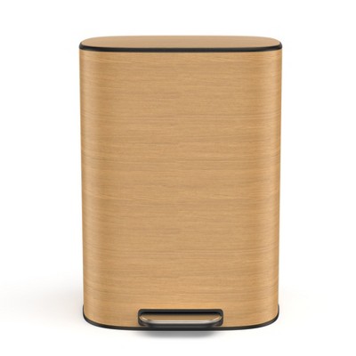 13 Gallon 50L Kitchen Foot Pedal Operated Soft Close Trash Can - Stainless Steel Ellipse Bustbin