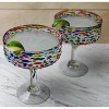 Dos Sueños Mexican Hand Blown Margarita Glasses - Confetti Rock Design - 16oz - Set of 2 - 3 of 4
