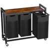 2&3-Bag Laundry Sorter Hamper with Removable Waterproof Bags and Shelf, Rolling Wheels or Adjustable Feet,22.4-25.8 Gal Storage Organizer - 3 of 4