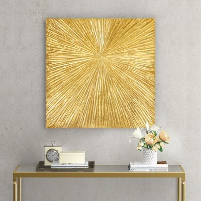 PAGED 30"x30" Metallic Sunburst Framed Wall Art for Living Room,Textured Resin Abstract Wall Decor for Bedroom,Hand Painted Dimensional Resin Wall Art