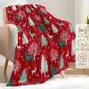 Lomsoe Christmas Decorative Throw Blanket White Snowy Tree and Green Forest Print Decoration, Soft Flannel Winter Blanket for Bed Sofa. - 2 of 4