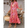 Women's Bohemian Print Dress Half Sleeve Flowy Casual Maxi Summer Dress - 3 of 4