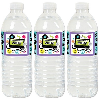 Big Dot of Happiness Through the Decades - 50s, 60s, 70s, 80s, and 90s Party Water Bottle Sticker Labels - Set of 20