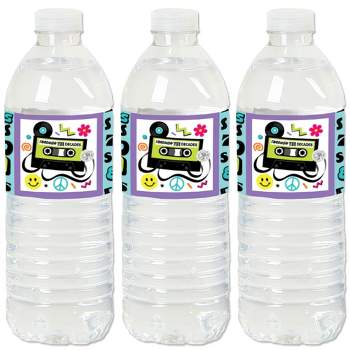 Big Dot of Happiness Through the Decades - 50s, 60s, 70s, 80s, and 90s Party Water Bottle Sticker Labels - Set of 20