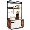 Cat Litter Box Enclosure with 4-Tier Storage Rack - Durable Vintage Brown Wood - 2 of 4