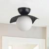 Modern Semi Flush Mount Ceiling Light, Matte Black Honeycomb Metal Shade, Frosted Glass Globe for Entryway Bedroom - 2 of 4