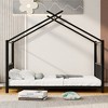 ModernLuxe Twin Size Metal House Platform Bed Frame, Black/White/Pink - 2 of 4