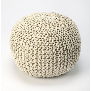 Pincushion Woven Pouf Off - White - Butler Specialty, Off- White