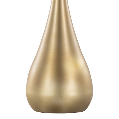 Set of 2 Gold Teardrop Table Lamps with White Drum Shades