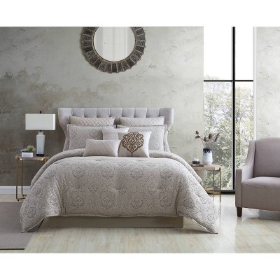 Queen 9pc Kenetic Comforter Set Tan - Riverbrook Home