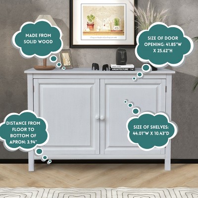 Chalk White Solid Wood Hall Storage Cabinet with Adjustable Shelves
