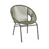 Modern Patio Polyethylene Rattan Trumpet Chair Set of 2,Outdoor Patio Club Chair with Iron Frame,Curved Back Armless Accent Chair-Coolbibila - 3 of 4