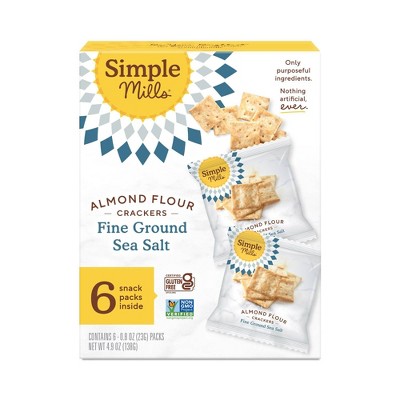 Simple Mills Almond Flour Cracker Fine Ground Sea Salt Snack Packs - 4.9oz