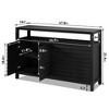 Syemin Decorative Storage Cabinet with 4 Doors and Shelves, Decorative Louvered Doors Cabinet for Hallway, Kitchen, - 2 of 4
