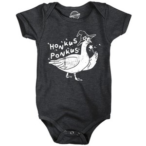 Honkus Ponkus Baby Bodysuit Funny Sarcastic Halloween Goose Graphic Novelty Jumper For Infants - Crazy Dog Baby Bodysuit For Halloween Season - 1 of 4