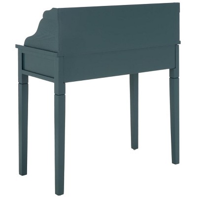 Slate Teal 5-Drawer Wood Writing Desk with Hutch