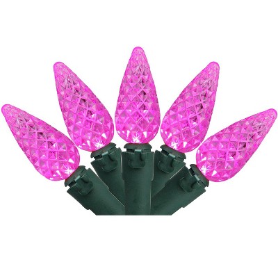 Northlight 70ct C6 LED Faceted String Lights Pink - 23' Green Wire