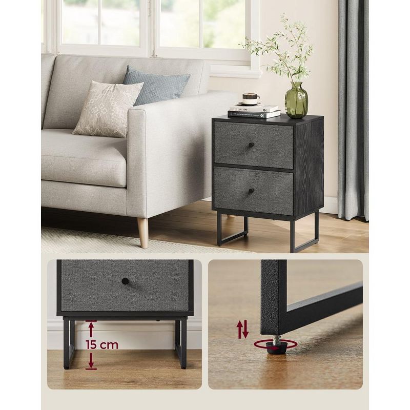 VASAGLE Nightstands Bedside Table Small Dresser with Removable Fabric Drawers, End Table Side Table, 5 of 9