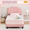 Garvee Twin Bed Frame Upholstered Platform with Headboard, Velvet Fabric Wrap, Non-Slip and Noise-Free,No Box Spring Needed, Pink - 3 of 4