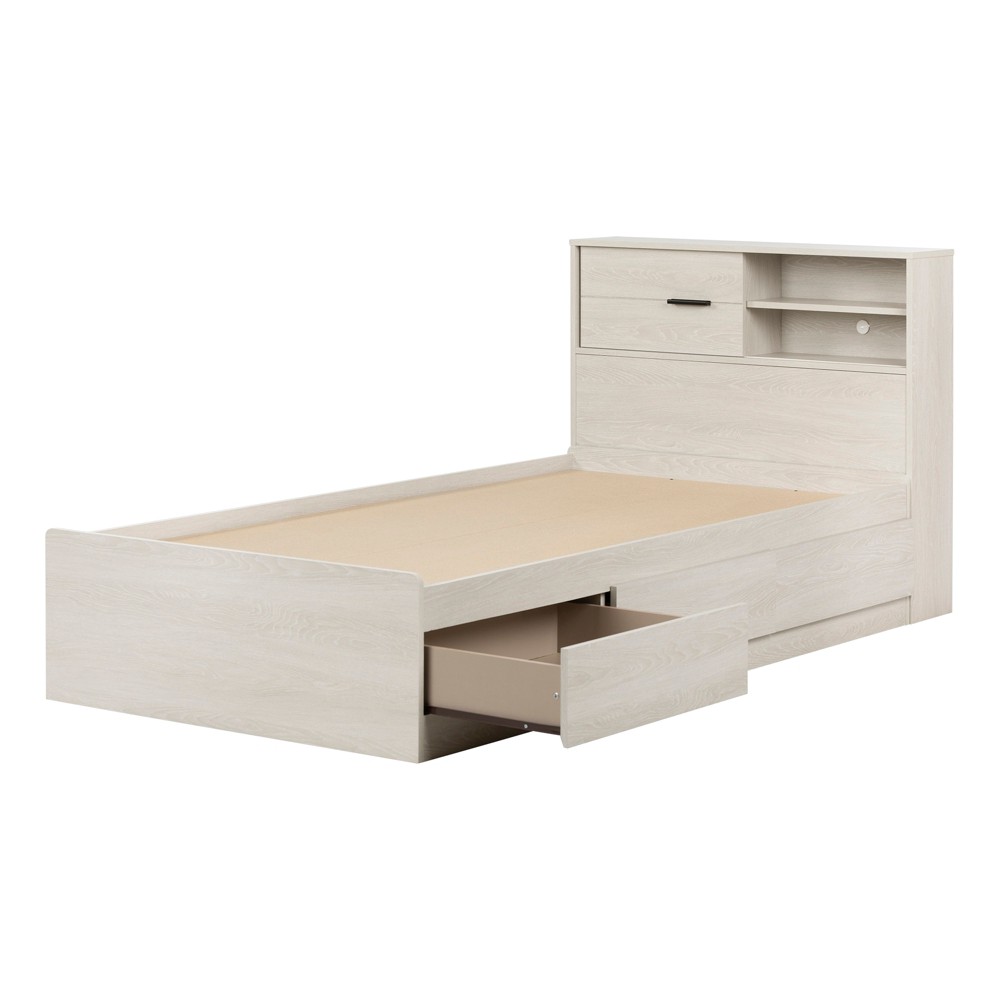 Photos - Bed Frame Twin Fynn Kids' Bed and Headboard Set White - South Shore