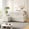 VYNXARIA 85 Inches Corduroy Sofa Bed,3 Seater Sleeper Sofa with Storage Chaise,Pull Out Couch£¬BEIGE - 2 of 4
